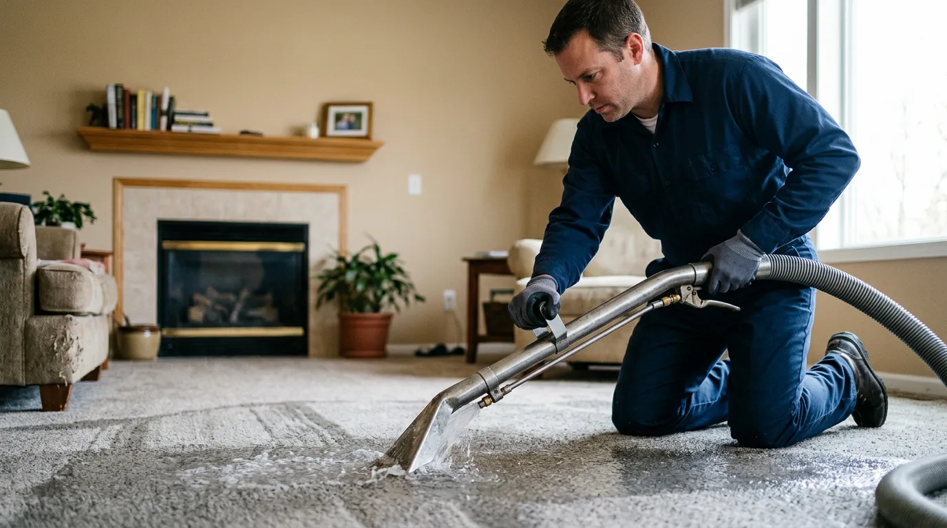 Water damage restoration technician working near Aztec, NM